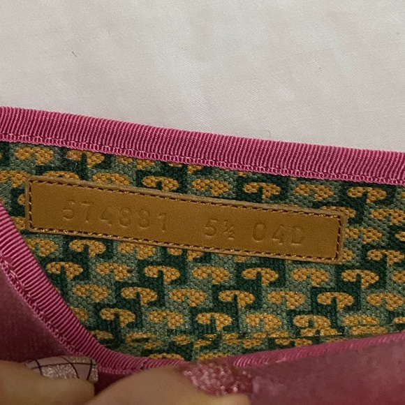 Gucci Pink Velvet Pearl Monogram Slip on Loafers - Picture 5 of 11